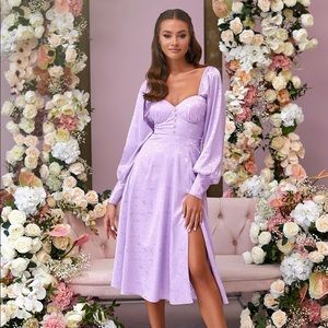 alamour the label- lilac long sleeve dress